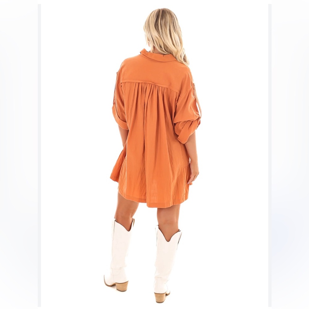 TALULAH Ruffle Hem Button Down Oversized Cotton Dress Size Small - Picture 2 of 8